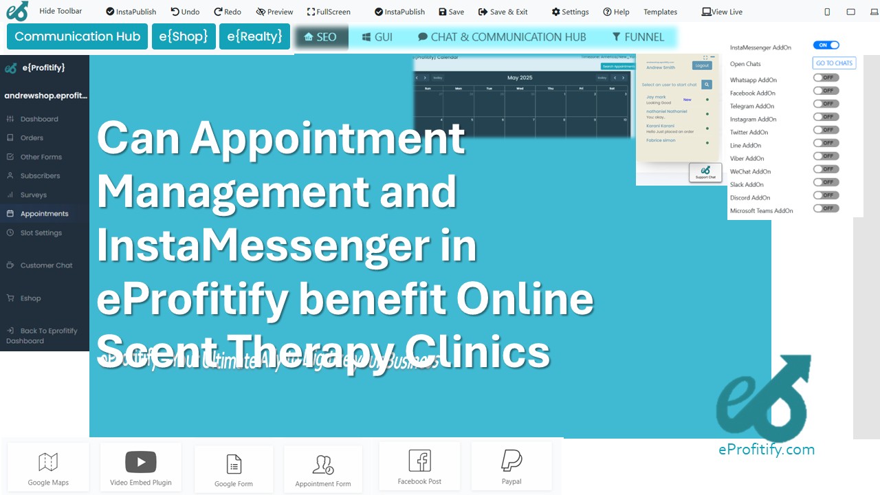 Can Appointment Management and InstaMessenger in eProfitify benefit Online Scent Therapy Clinics